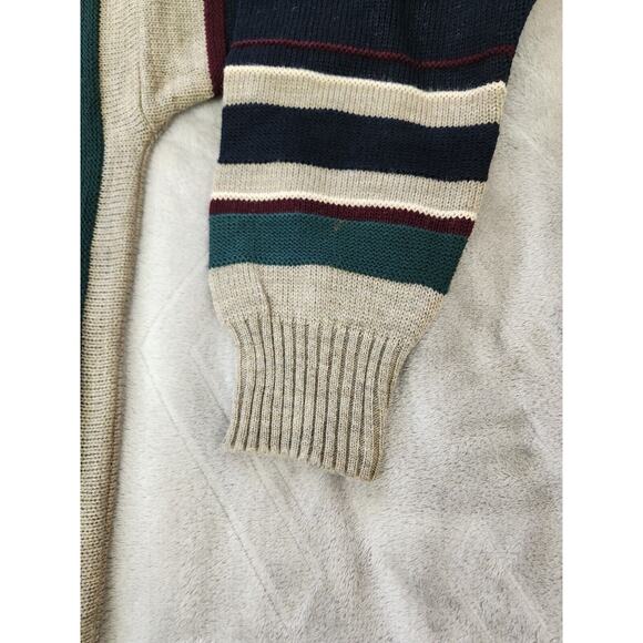 Vintage Sutter & Grant Sweater Oatmeal Burgundy Navy Green Sweater Medium - Picture 8 of 10